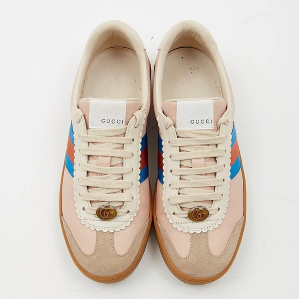 GUCCI Women’s Pink Oatmeal G74 Web Low Sneakers - 7 1/2 US (39 1/2 Italian)